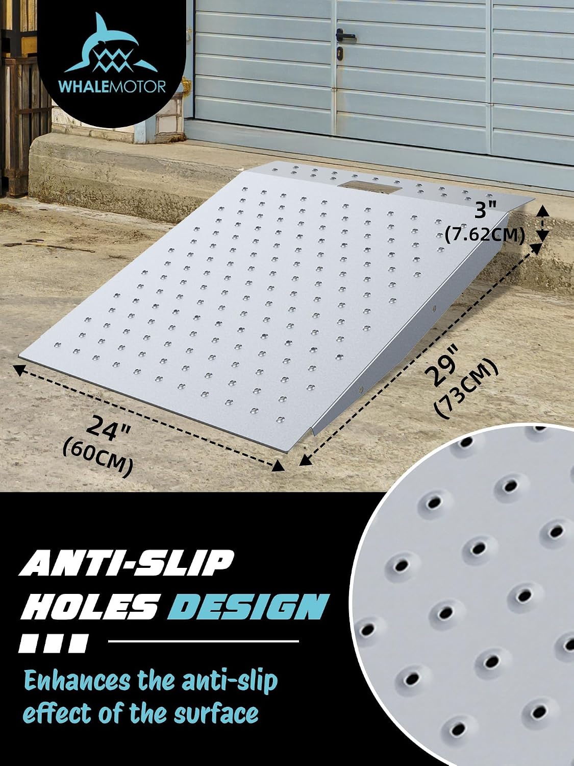 Shed Ramp, 29"L x 48"W Ramp for Shed Entrance, 1500LBS Capacity | 2PC, 1500LBS Capacity, Anti-Slip, Alloy Loading