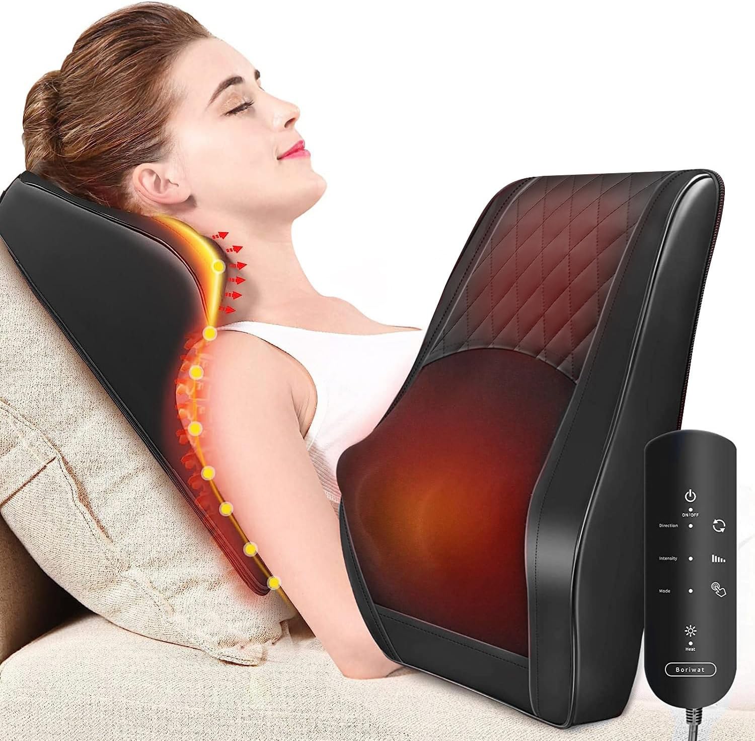 Back Massager with Heat, 3D Kneading Massage Pillow for Back, Neck, Shoulder, Leg Pain Relief Deep Tissue, Gifts for