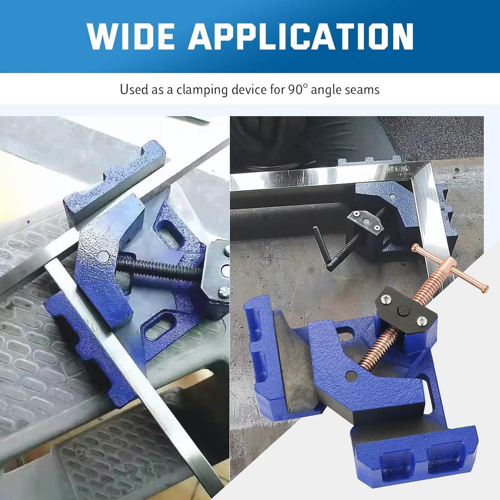 2Pcs Cast Iron Welders Angle Clamp Heavy Duty Two Axis Welding Clamp | Right Angle 90 Degrees Self Centering Jig and