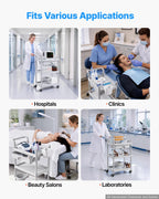 Medical Trolley 3-Tier Rolling Utility Cart with Wheels 110 lbs Load