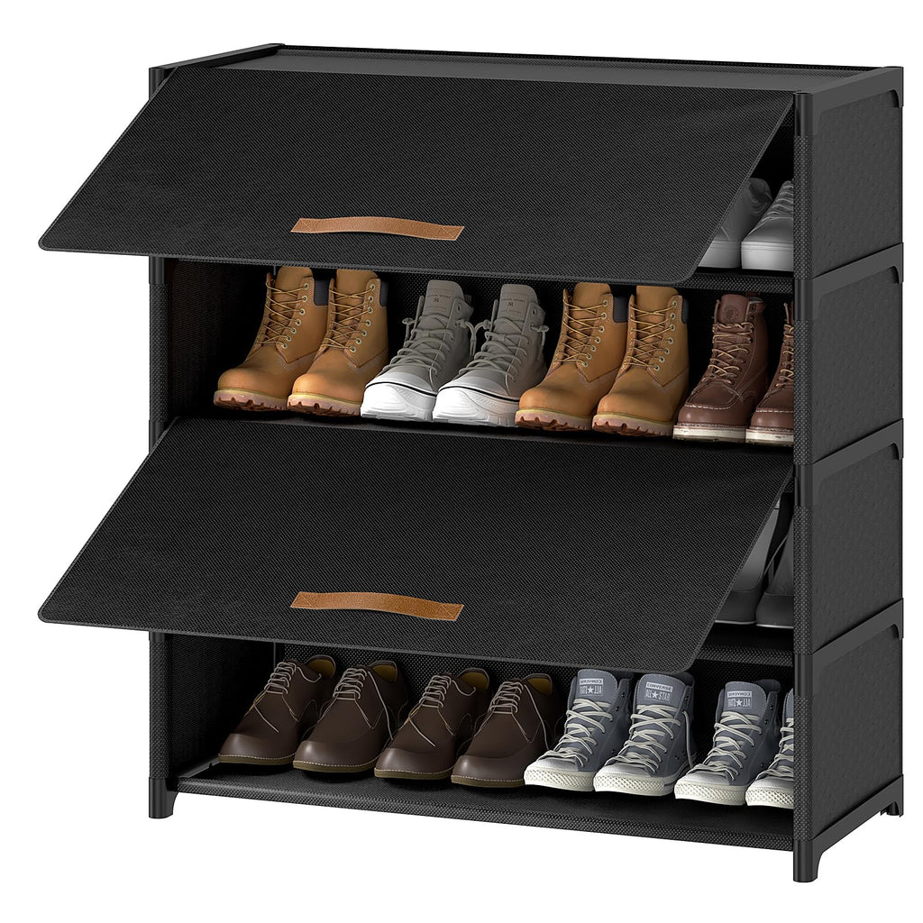 5 Tier Shoe Cabinet with Door, 20-Pair Storage, Black