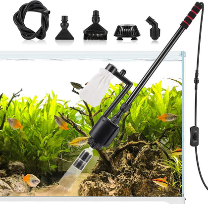 Aquarium Gravel Cleaner, 6-in-1 Fish Tanks Gravel Vacuum Cleaner Set | Remove Dirt, Change Water, Wash Sand, Water