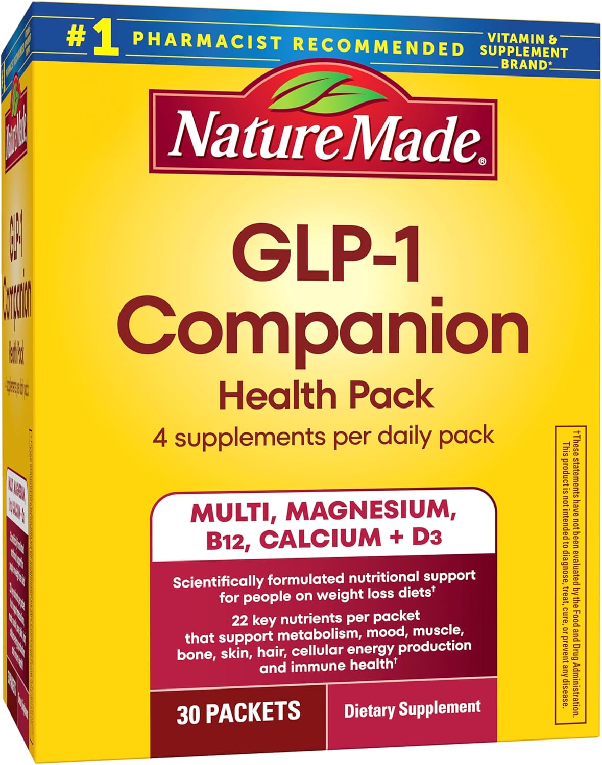 GLP-1 Companion Health Pack, Multivitamin for Women and Men, Magnesium, Calcium, Vitamin D & B12, Nutritional Support