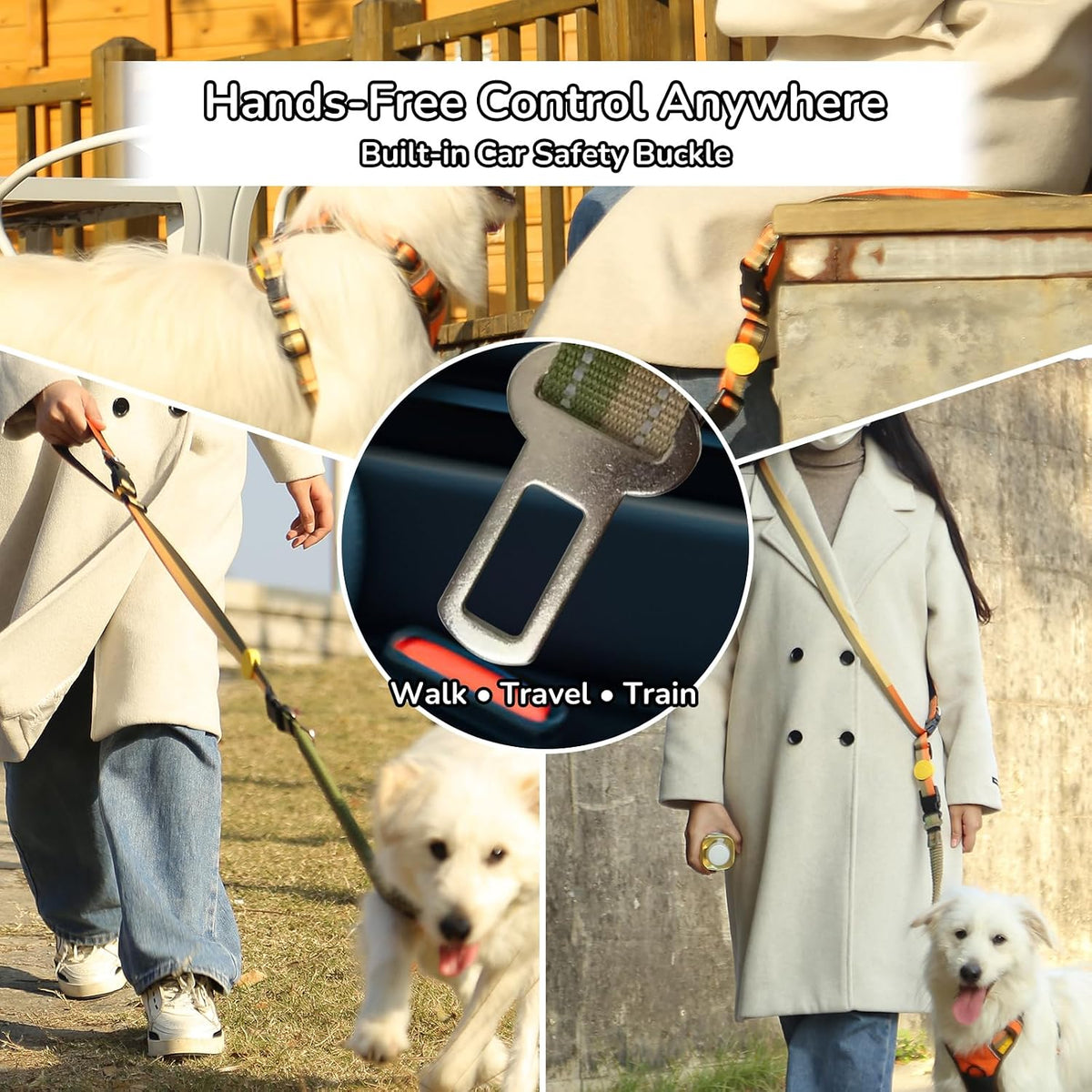 Hands-Free Dog Leash with Waist Belt for Running & Walking