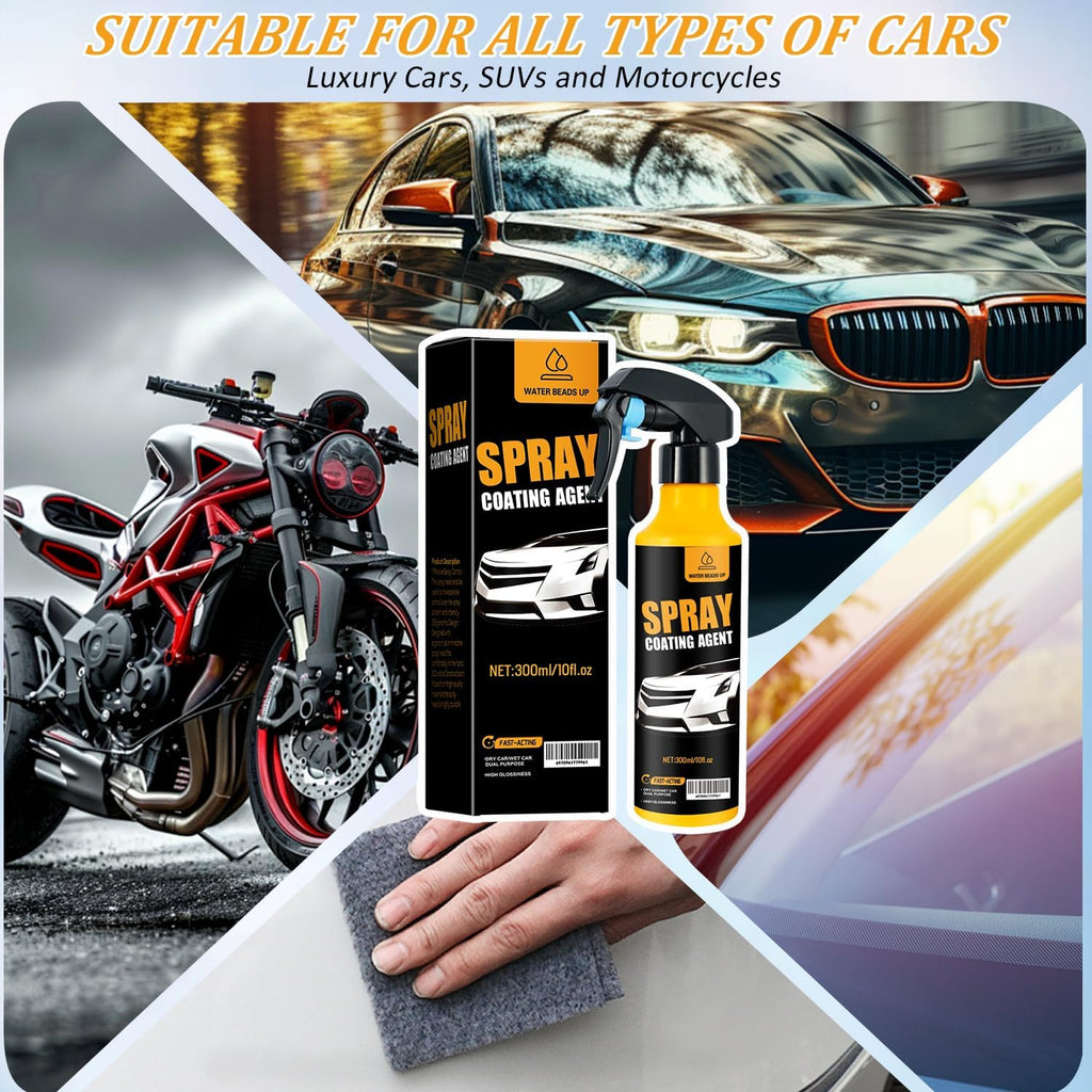Car Coating Spray Kit, Nano Hydrophobic Ceramic Coating, Easy-to-Spray Auto Paint Protection, Includes Microfiber