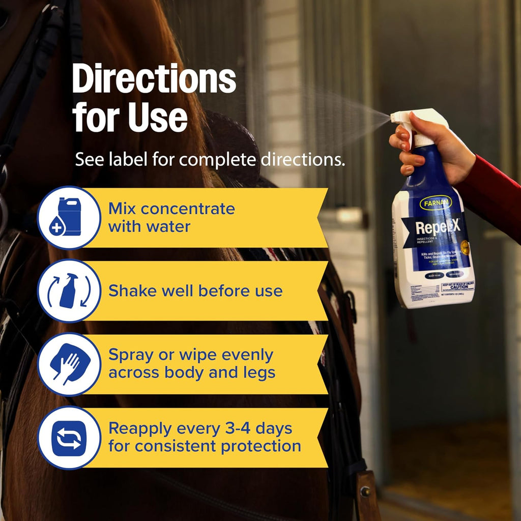 Repel-X pe Concentrated Fly Spray for Horses & Dogs, 16 Ounces