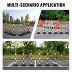 Adjustable Traffic Delineator Post Cones, 6 Pack, Traffic Safety Delineator Barrier with Fillable Base 8FT Chain