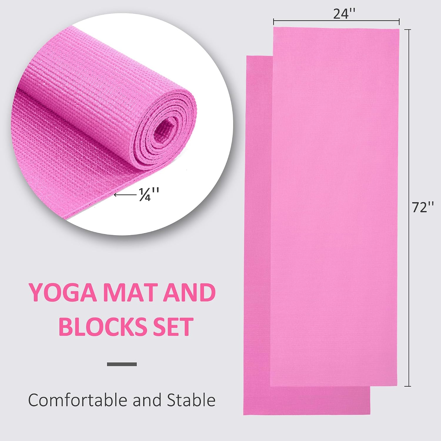 Signature Fitness All Purpose 0.25 Inch Thick High Density No Tear Exercise Yoga Mat with Strap & Lightweight