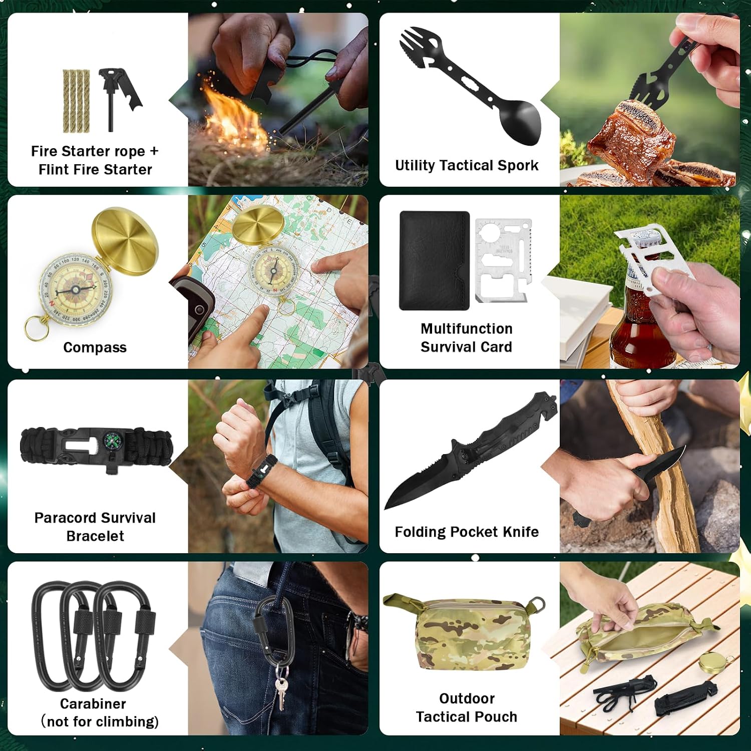 Survival Kit Advent Calendar -25 Days Christmas Countdown Calendar Emergency Survival Gears, Gift for Teen & Adult