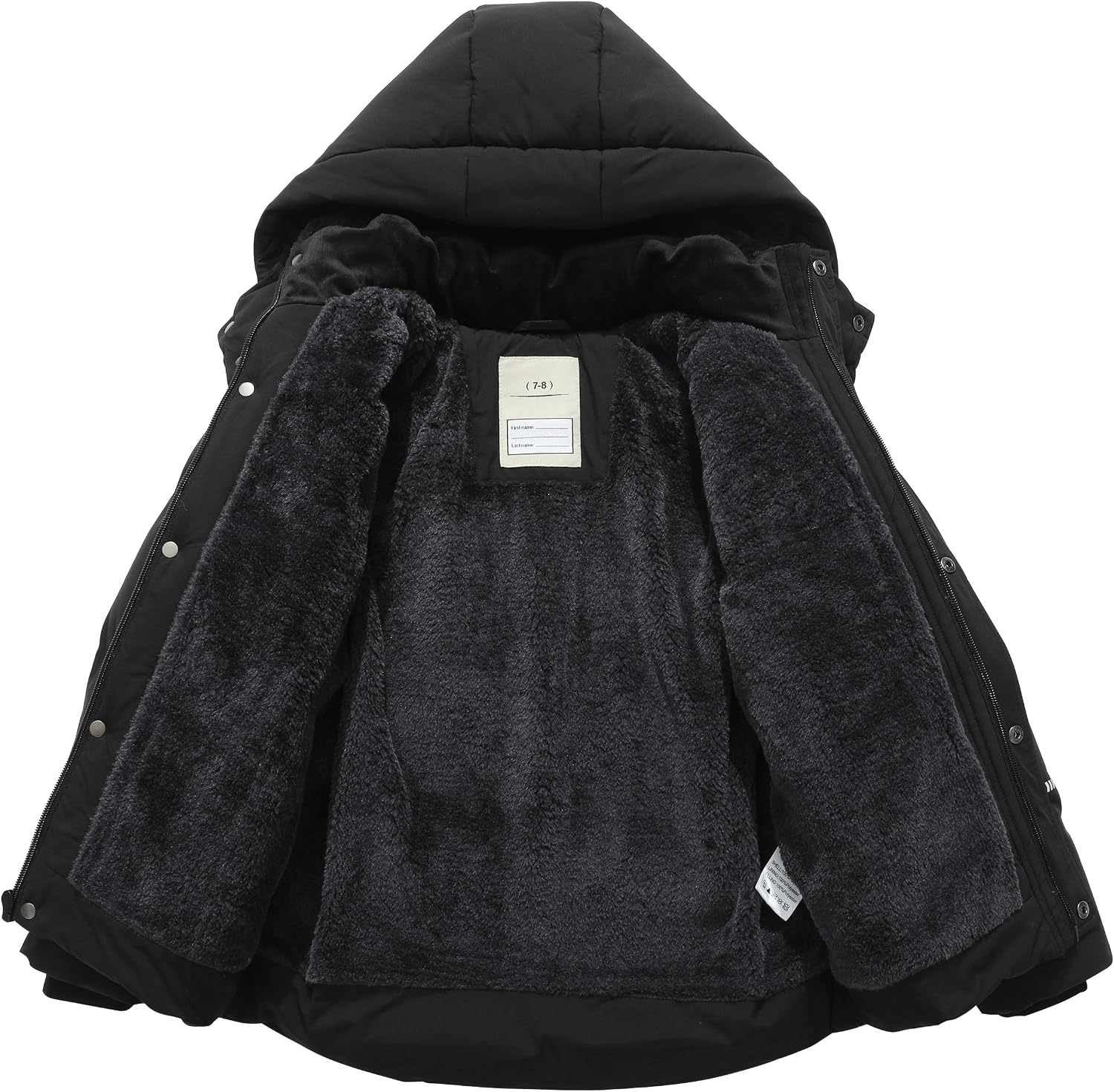 Kids Boy's Puffer Cotton Jacket | Warm Fleece Lined Down Coat Thick Hooded Waterproof Winter Coat
