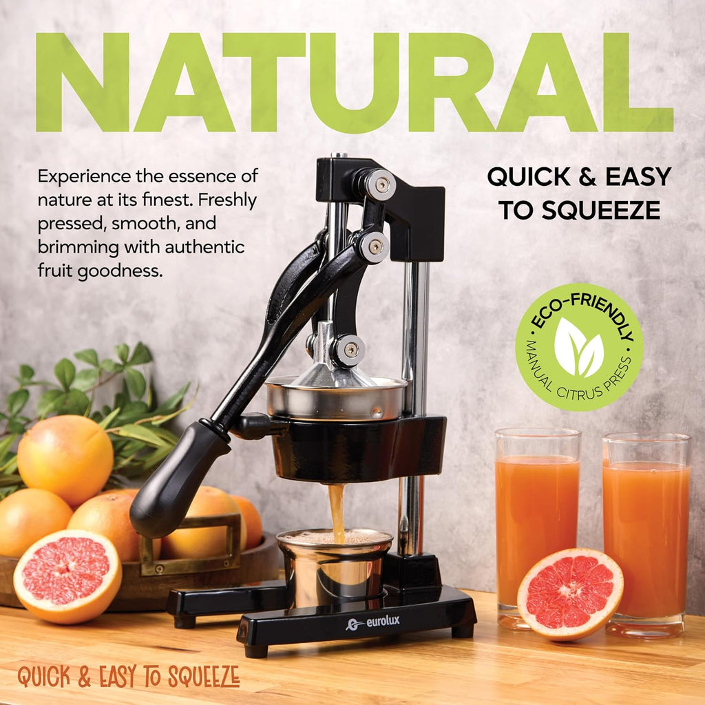 Ultra-Premium Cast Iron Juicer | Extra-Large, Heavy Duty, Commercial Grade, Stainless Steel Manual Hand Press Citrus