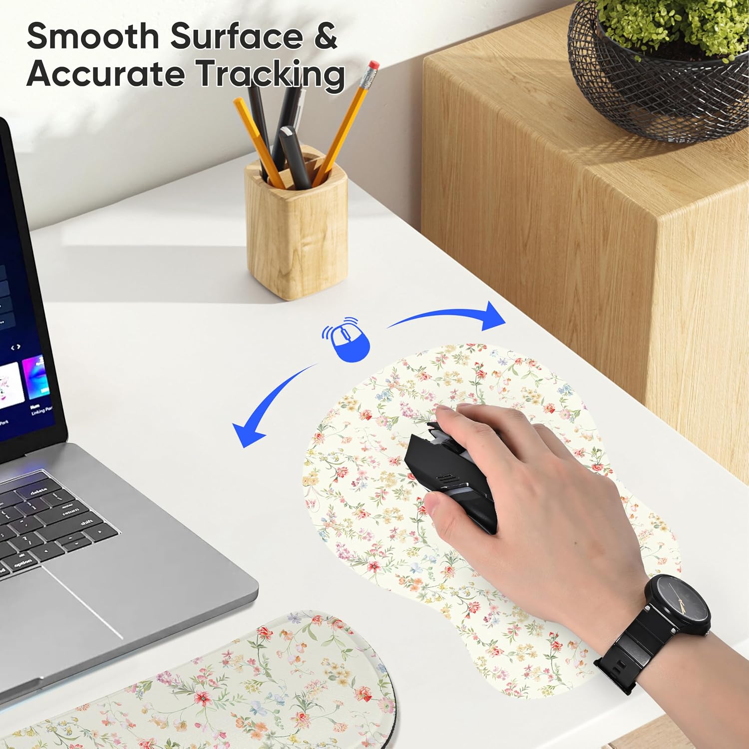 Wrist Rest Support for Mouse Pad Keyboard Set Circle Coaster Gaming Mouse Pad Ergonomic Gel Memory Foam Set for
