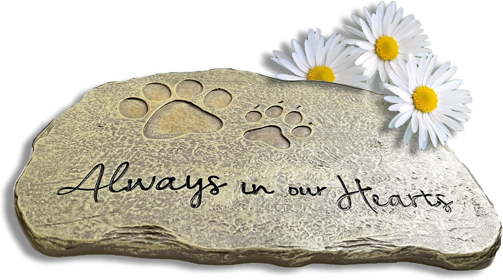 Pet Memorial Stone - Cat or Dog Grave Marker - Durable Waterproof Garden Memorial Stone for Indoor and Outdoor Use