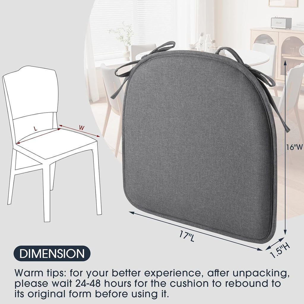Chair Cushions, 4 Pack Memory Foam Chair Pads, Grey