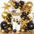 Black and Gold Balloons Arch Kit Garland, Black Gold Confetti Balloons for 2026 Graduation Decorations Class Grad