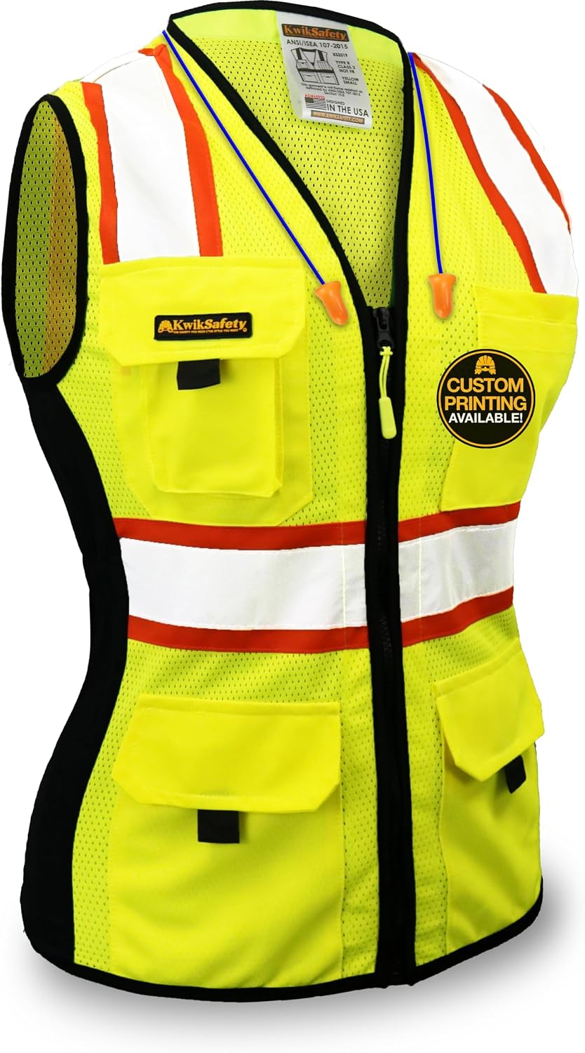 FIRST LADY Safety Vest for Women Class 2 ANSI OSHA Hi Vis Vest