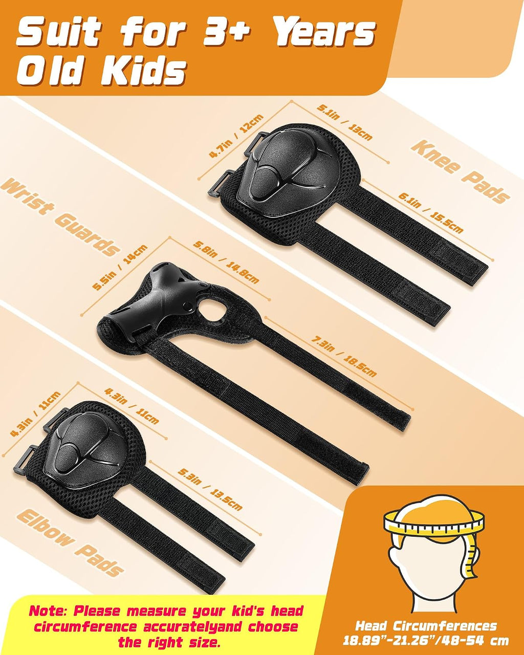 Kids Bike Helmet Set, Adjustable Helmet for Ages 2-3-5-8-14 Year Boys Girls, Toddler Pad Set with Knee and Elbow Pads