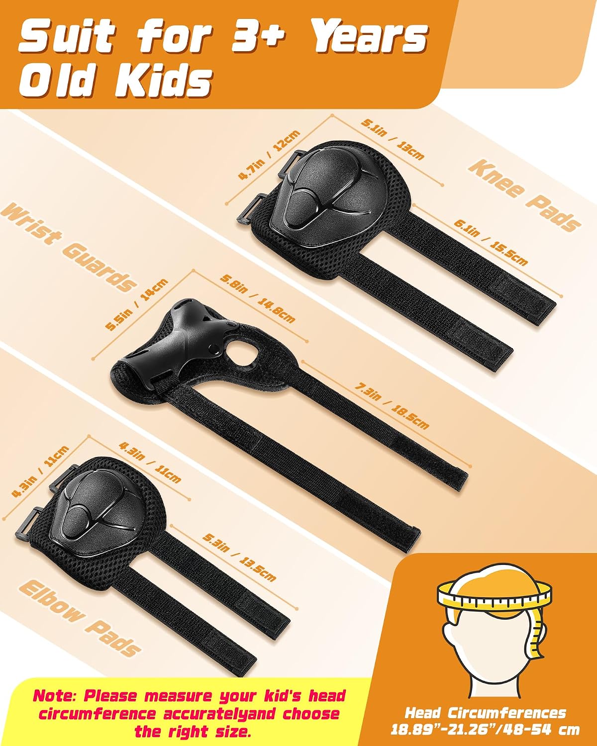 Kids Bike Helmet Set, Adjustable Helmet for Ages 2-3-5-8-14 Year Boys Girls, Toddler Pad Set with Knee and Elbow Pads