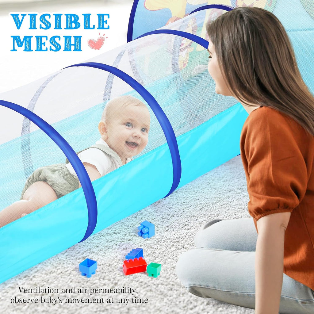 3 in 1 Kids Play Tent with Tunnel and Ball Pit for Boys Girls, Toddler Pop Up Playhouse Toy for Indoor Outdoor