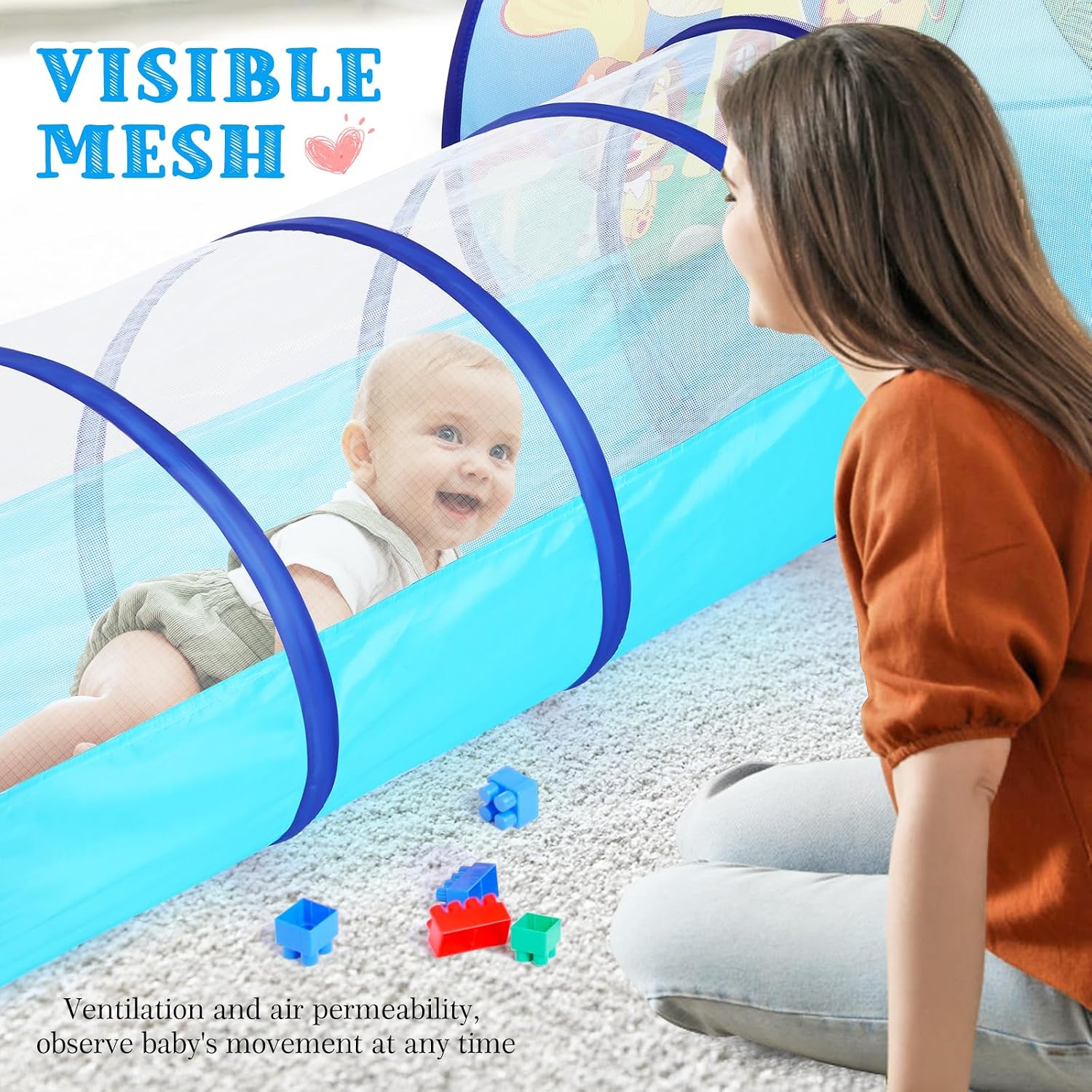 3 in 1 Kids Play Tent with Tunnel and Ball Pit for Boys Girls, Toddler Pop Up Playhouse Toy for Indoor Outdoor