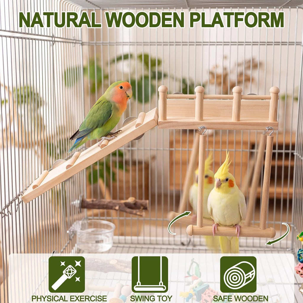 6 Pack Bird Parakeet Toys, Bird Perch & Swing Chewing Toys, Basic