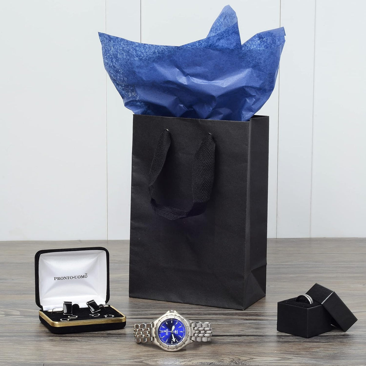 Black Paper Gift Bags, 6x3x9 Retail Bags, 50 Pack