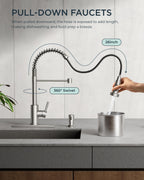 Kitchen Faucet Pull Down Sprayer, Classic High Arc, Brushed Nickel