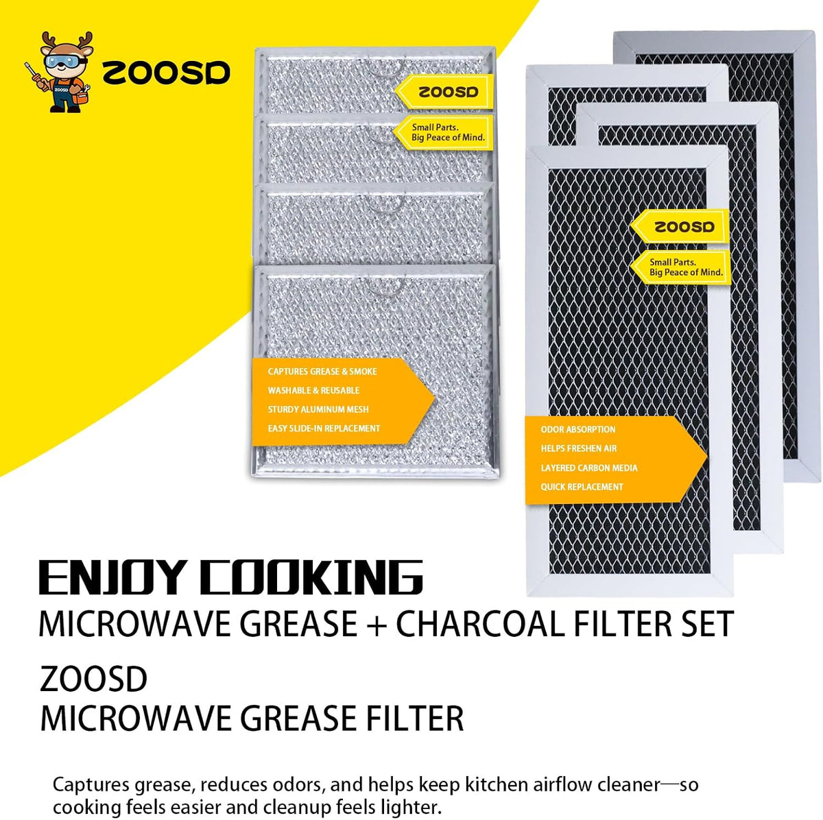 ME19R7041FS ME19R7041FSAA 8-Pack Microwave Filters: 4 Charcoal + 4 Grease