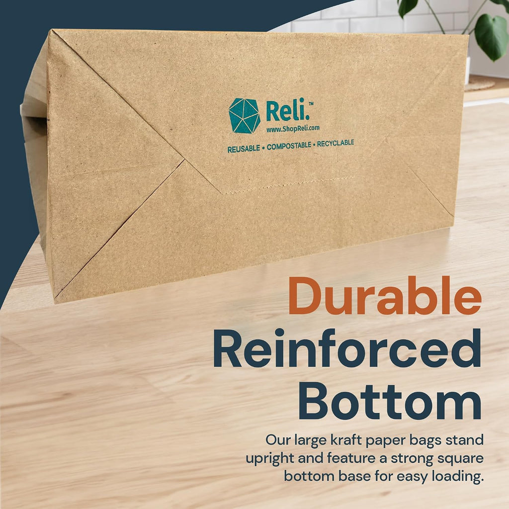 10x5x13 in. Brown Paper Bags with Handles | 110 Pack Bulk