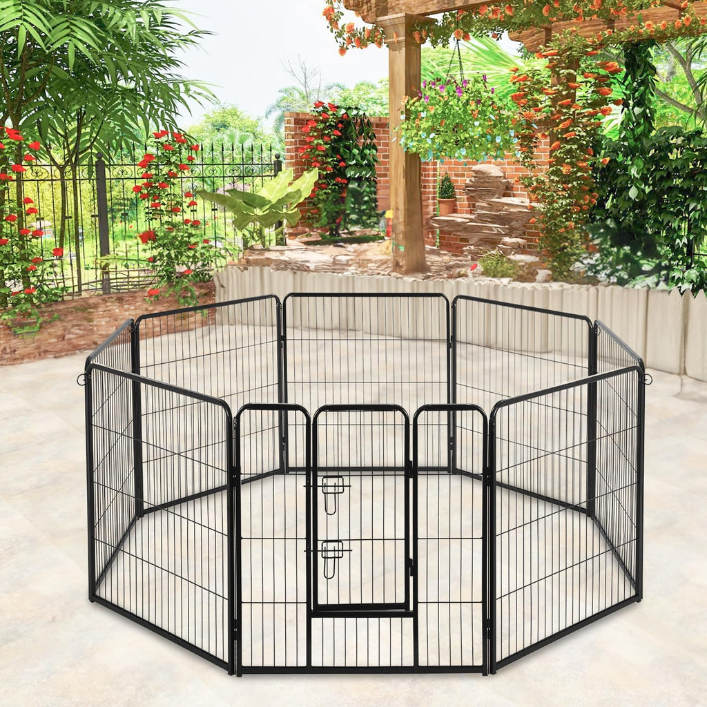 Dog Playpen | 40 Inch, 8 Panels | Heavy Duty Metal Pet Exercise Pen | Indoor Outdoor Fence Panels | Rust-Resistant