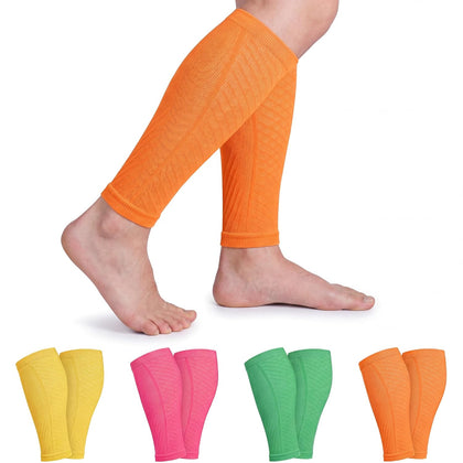 4 Pairs Colorful Calf Compression Sleeves for Men and Women, Breathable Footless Compression Socks Support for Shin