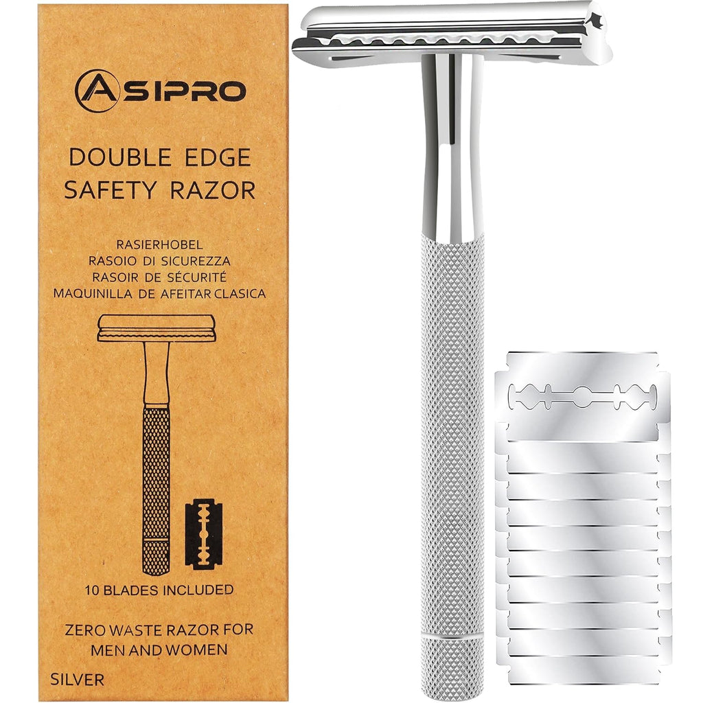 Safety Razor for Men & Women with 10 Double Edge Safety Razor Blades Reusable Double Edge Razor Single Blade Razors