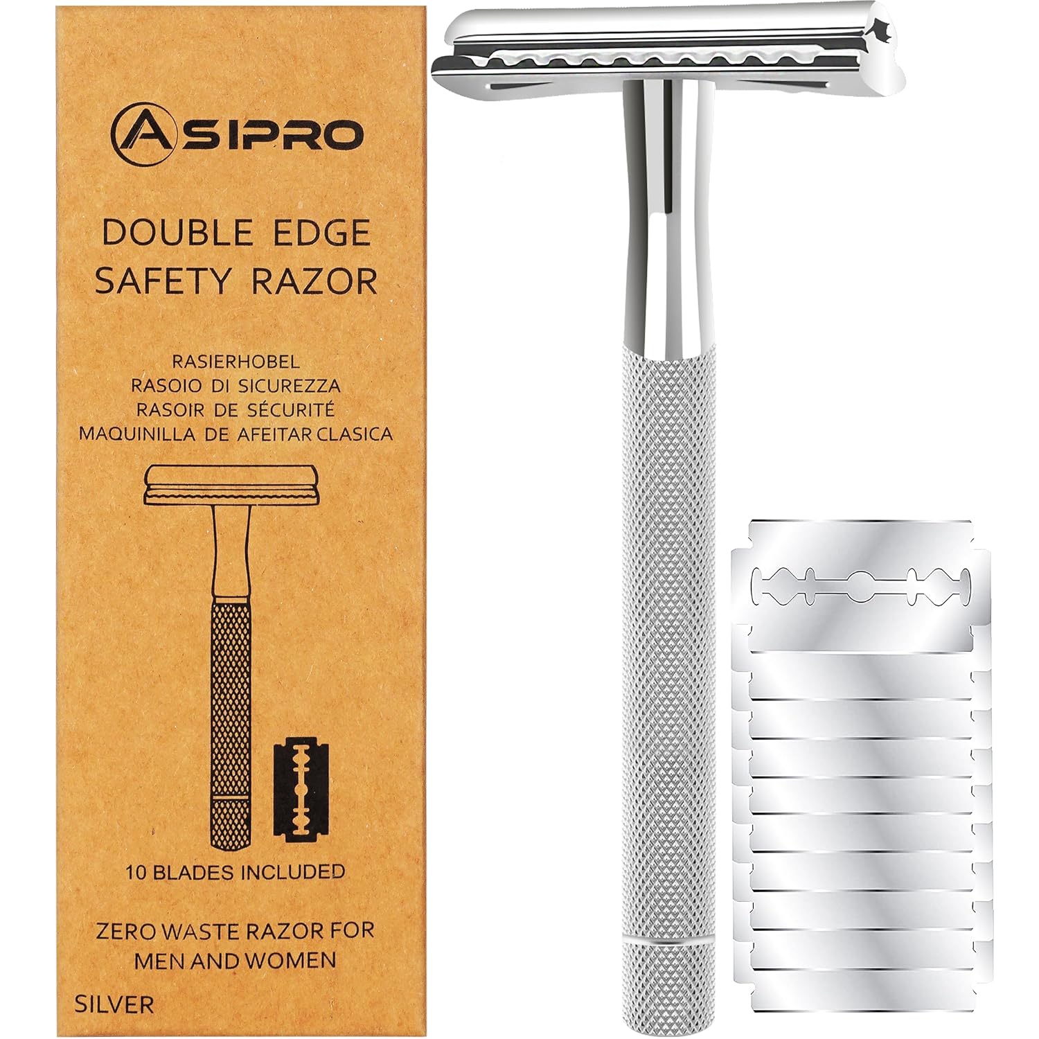 Safety Razor for Men & Women with 10 Double Edge Safety Razor Blades Reusable Double Edge Razor Single Blade Razors