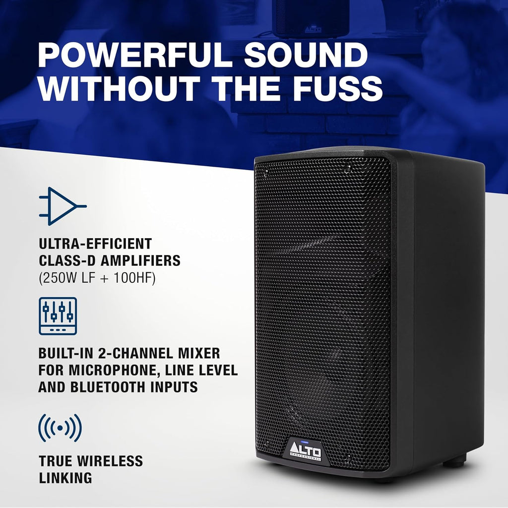 Alto TX410 350W 10" Powered PA Speaker | TWS Bluetooth, 2-Channel Mixer, and Monitor Mode for Bands, DJs, Rehearsals