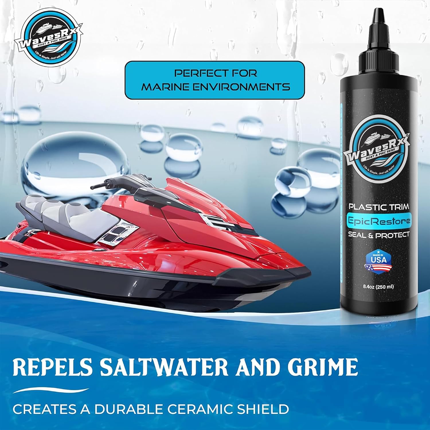 EpicRestore Marine Trim Restorer & Vinyl Protectant | Plastic Restorer for Boats & PWC | Ceramic Coating UV