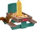 Squirrel Feeder Table for Outside, Recycled Plastic Squirrel & Chipmunk Picnic Table Feeder with Corn Cob Holder, 2 x