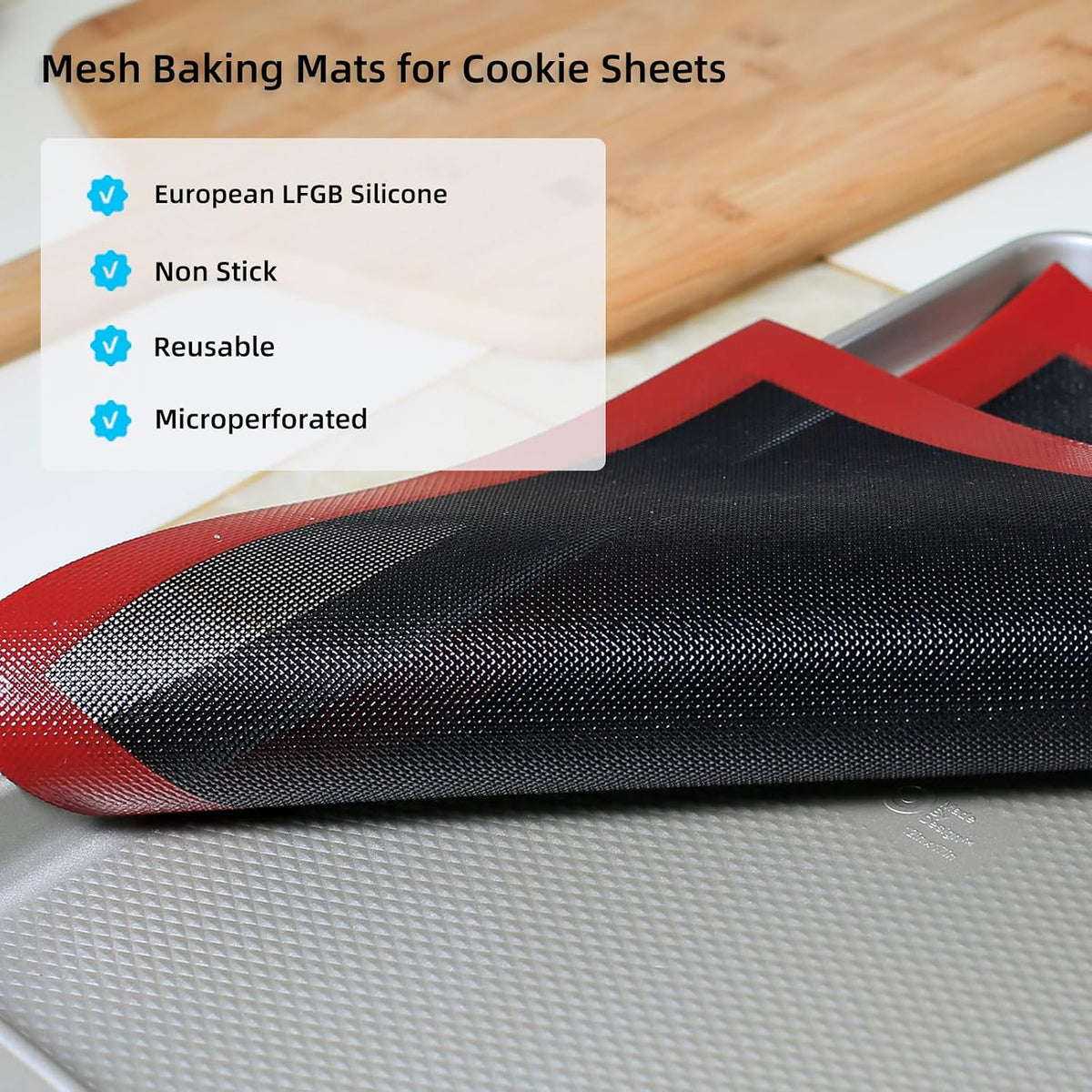 Silicone Baking Mat with Microperforated, 2 PCS Perforated Baking Mats/Oven Liners for 13" x 18" Half Sheet Pan