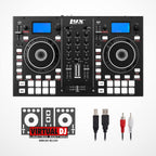 2-Deck Portable DJ Controller, Mixing Console with LCD Display | Manual Looping, USB, MIC Input, Record Output, 16