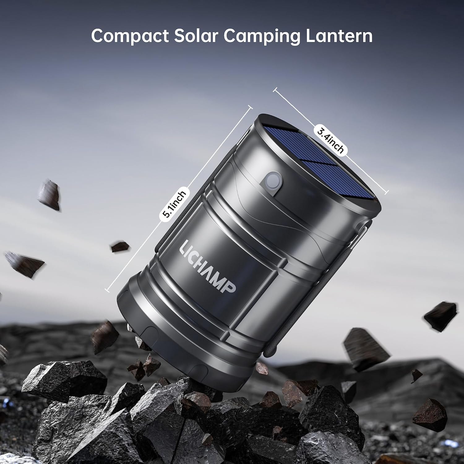 4-Pack Solar Camping Lantern, USB Rechargeable LED Lanterns Battery Powered Pop Up Flashlight Lamps with Three Modes