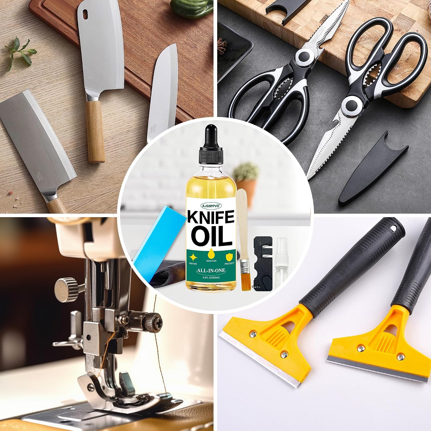 Knife Blade Oil Rust Eraser Kit,6 PCS Include Knife Sharpener,Refillable Spray Bottle for Preventing Rust,Maintenance