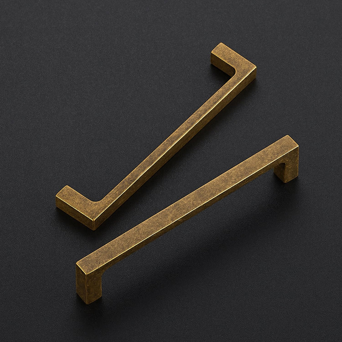 Antique Brass Cabinet Handles Solid Square Pulls 5 Inch 10 Pack