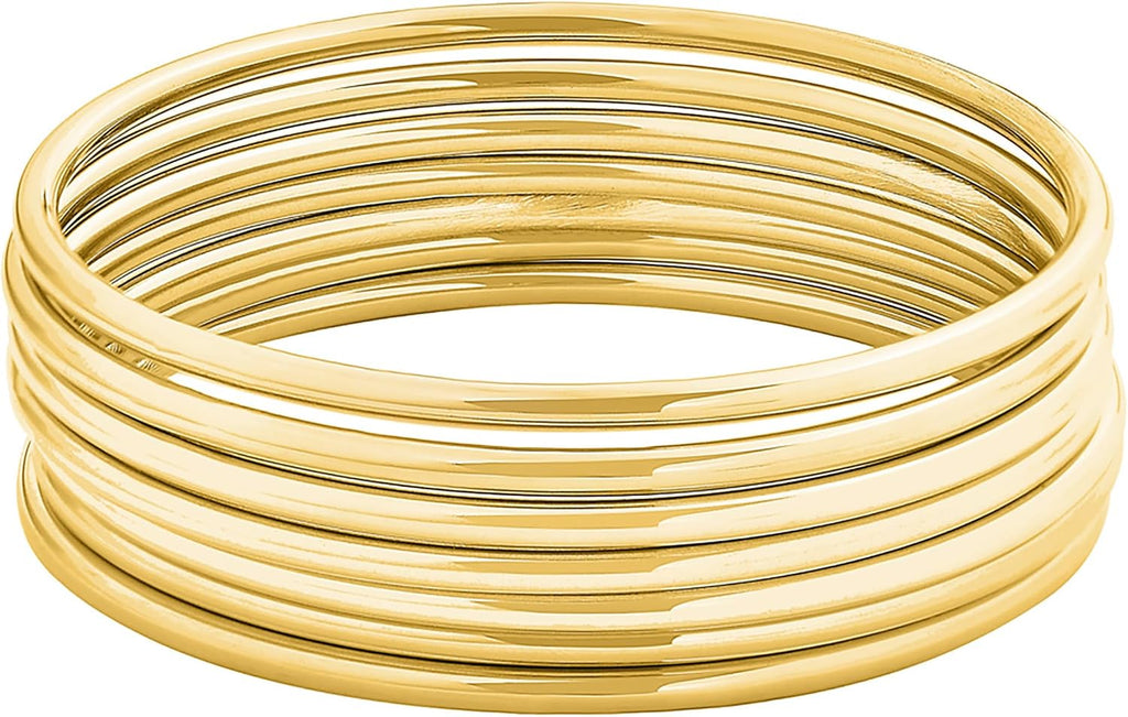 Glossy Thin Round Bangle Bracelet Set for Women, Set of 7