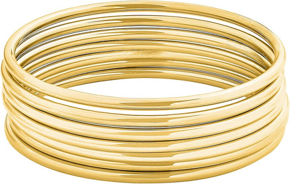 Glossy Thin Round Bangle Bracelet Set for Women, Set of 7