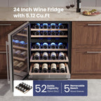 24 Inch Dual Zone Wine Fridge with 52 Bottle, Left-Hinged