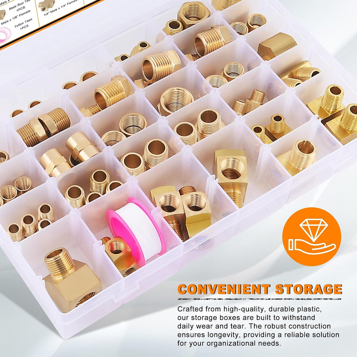 68PCS Brass Pipe Fitting & Adapters Assortment for Air/Fuel/Water/Oil Hose