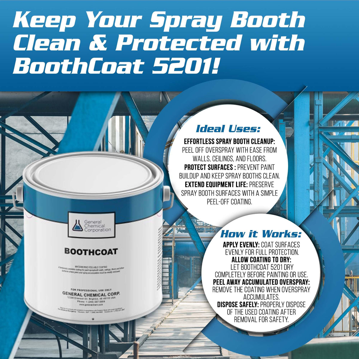 BoothCoat 5201 Peelable Spray Booth Wall and Floor Paint, 1 Gallon