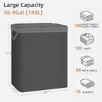 Double Laundry Hamper with Lid, Tall Metal Laundry Baskets