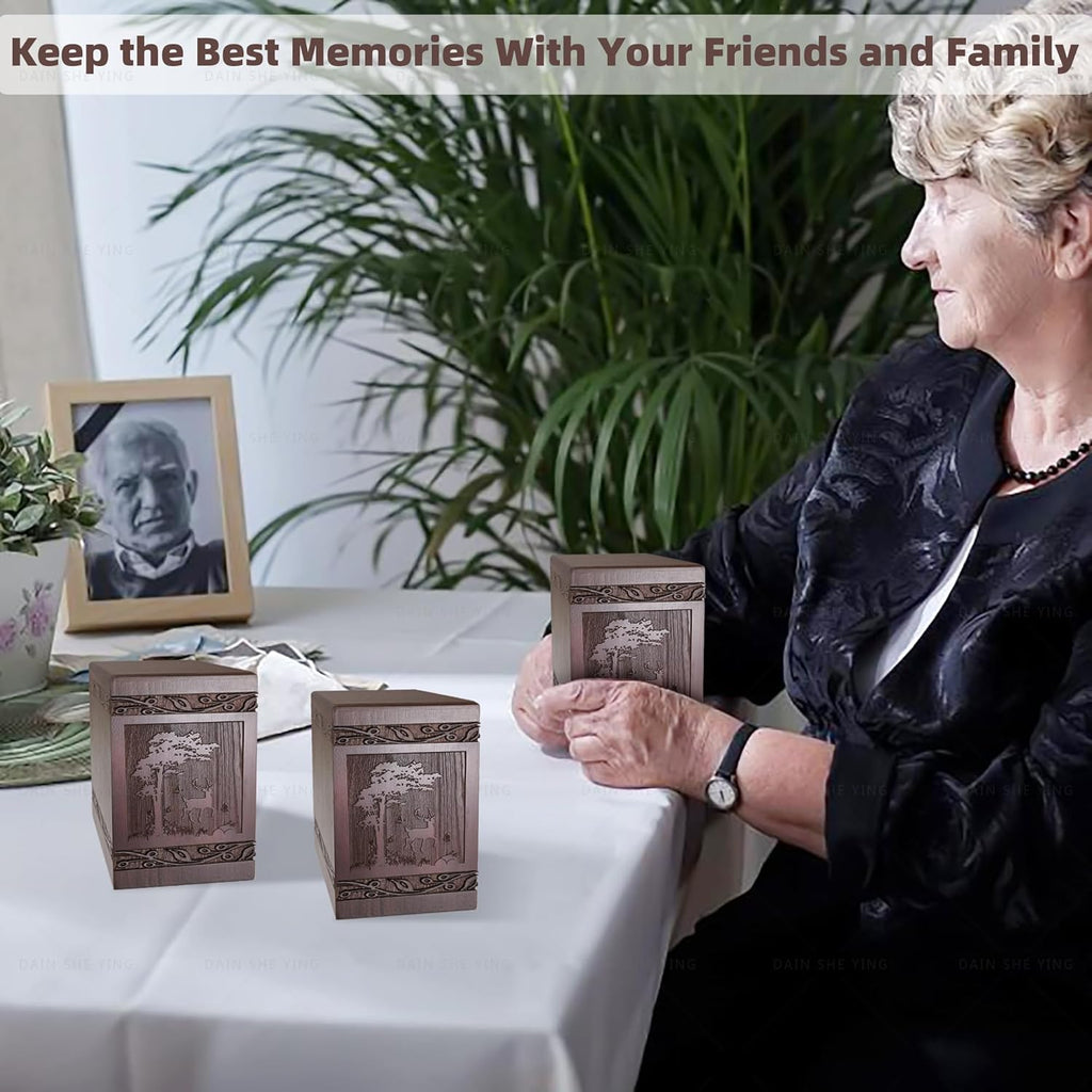 Small Keepsake Sharing Urn for Ashes Wooden Mini Urn 20 Cubic Inches
