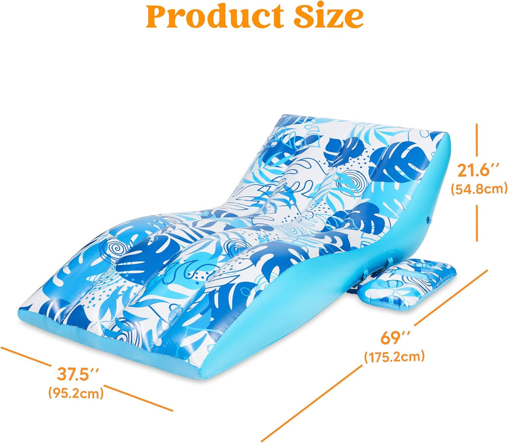 Inflatable Pool Floats Adult - Extreme Comfort Pool Lounge Chair with Detachable Cup Holder, Heavy Duty Lounger