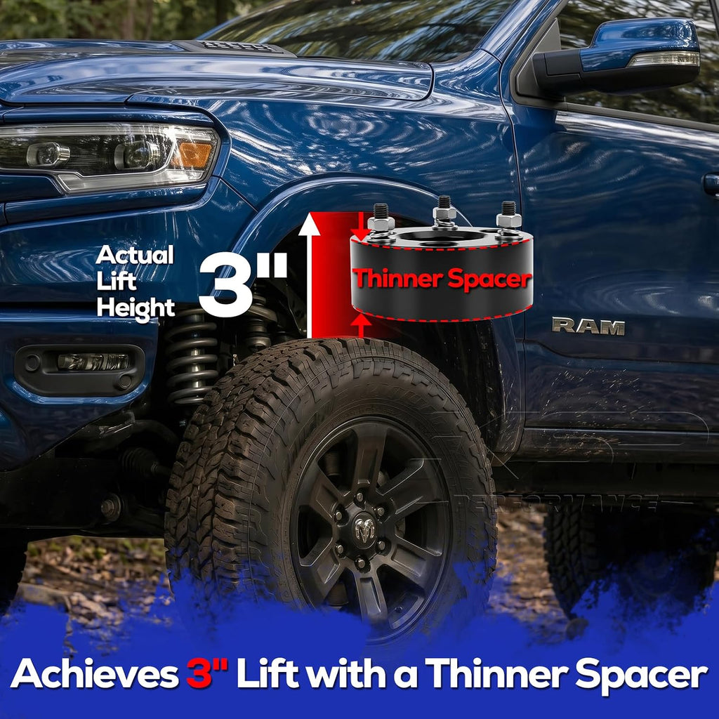 KSP 3 Inch Ram 1500 Leveling Kits, Fits 2009-2026 Ram 1500 4WD 4x4, 3" Forged Front Strut Spacers Raise 3in, 2005-2011 Dakota 2WD 4WD, 2006-2009 Raider 2WD 4WD, Aluminum Suspension Lift Kits
